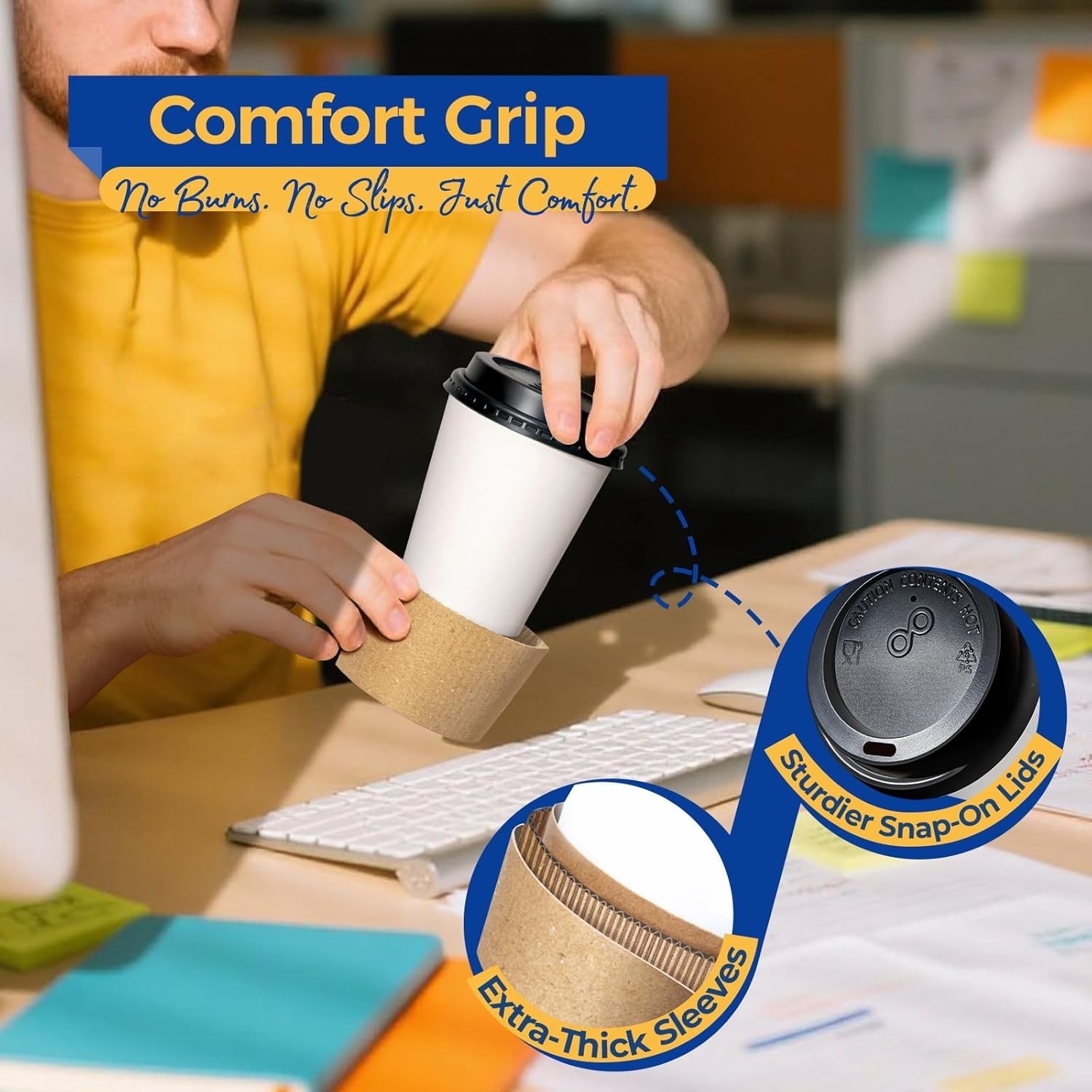 8 Oz Eco-Friendly Disposable Coffee Cups with Lids – Perfect for Home & Travel