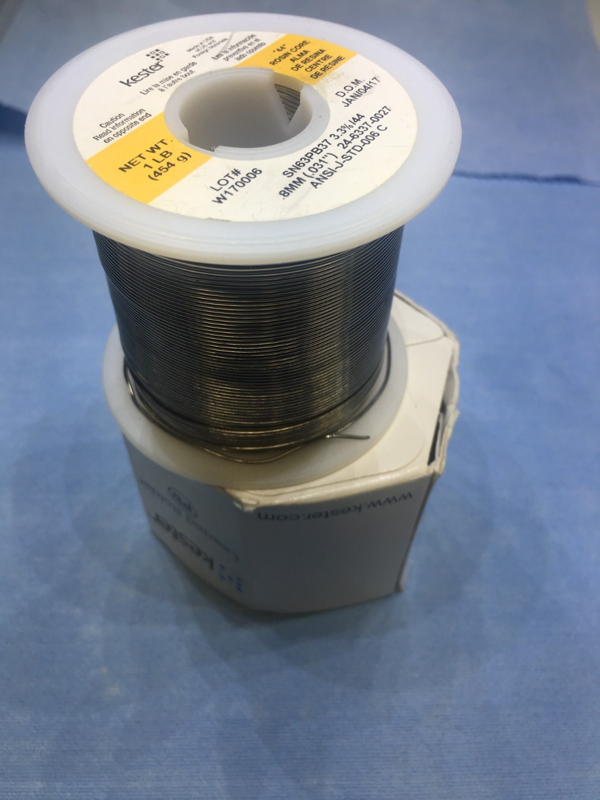 Kester 24-6337-0027 Solder Wire, Rosin Core, Leaded, Sn63Pb37
