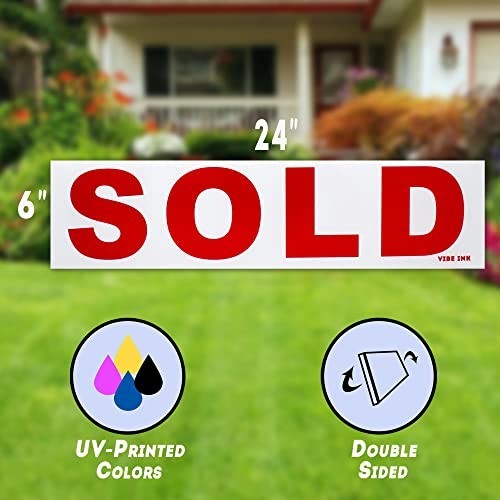 6 Pack Real Estate Rider Signs 6×24″ – For Sale, Open House, Sold, New Listing –