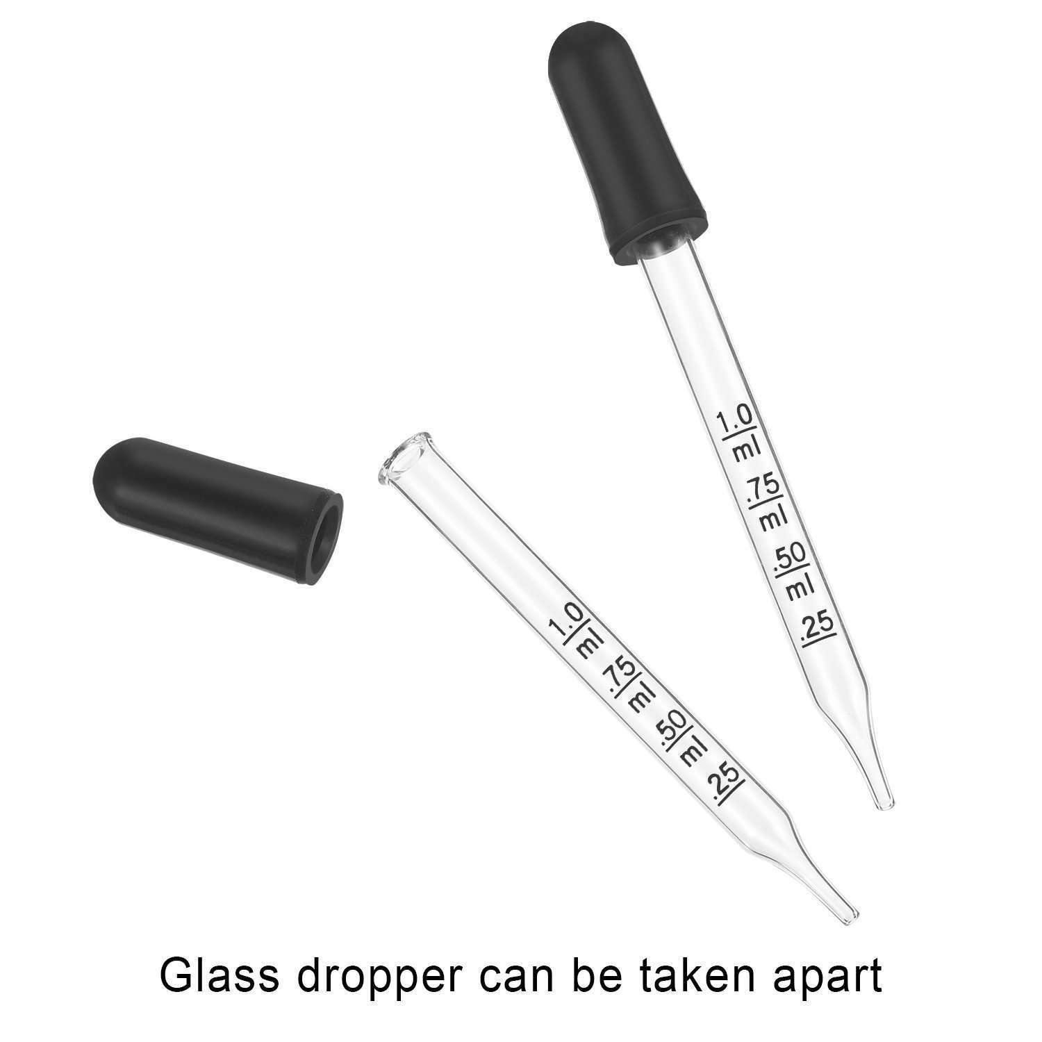 Glass Stirring Rods+Graduated Droppers for Lab,Kitchen,Science Education 4/Pack