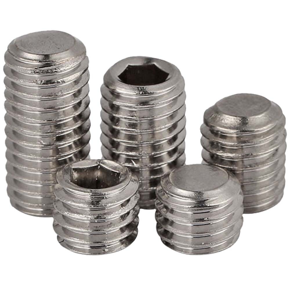 M4 x 0.5 Fine Thread Stainless Steel Grub Screws Socket Set Screws w/ Flat Point