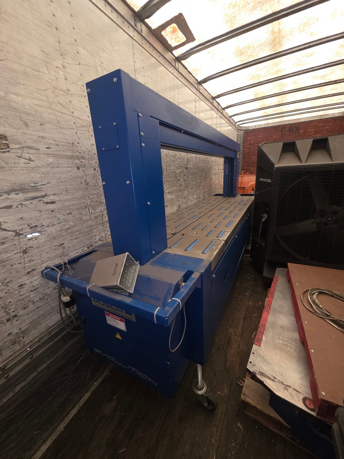 Mosca evolution strapping machine 124″x29″1/2 x 71″ working condition