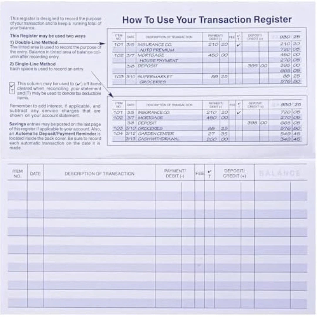 24 PCS Check Registers for Personal Checkbook, Easy to Read Checkbook Register