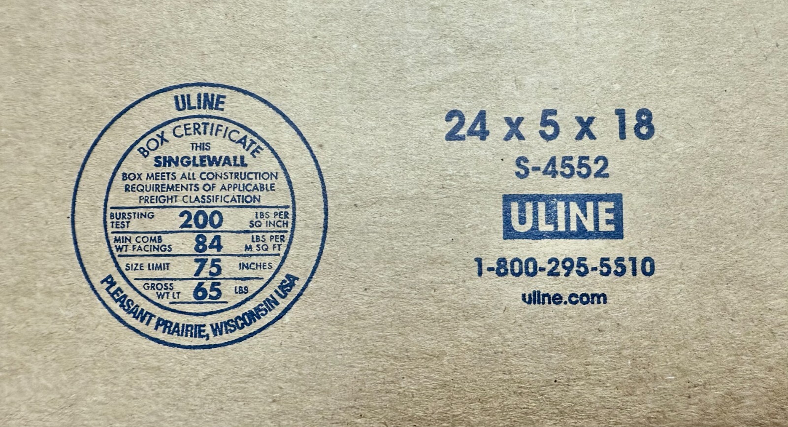 24″ x 5″ x 18″ Cardboard Corrugated Box – SIDE LOADING
