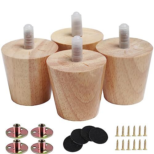 2″ Round Solid Wood Furniture Leg Set of 4 Mid-Century Modern Sofa 2” 4sets