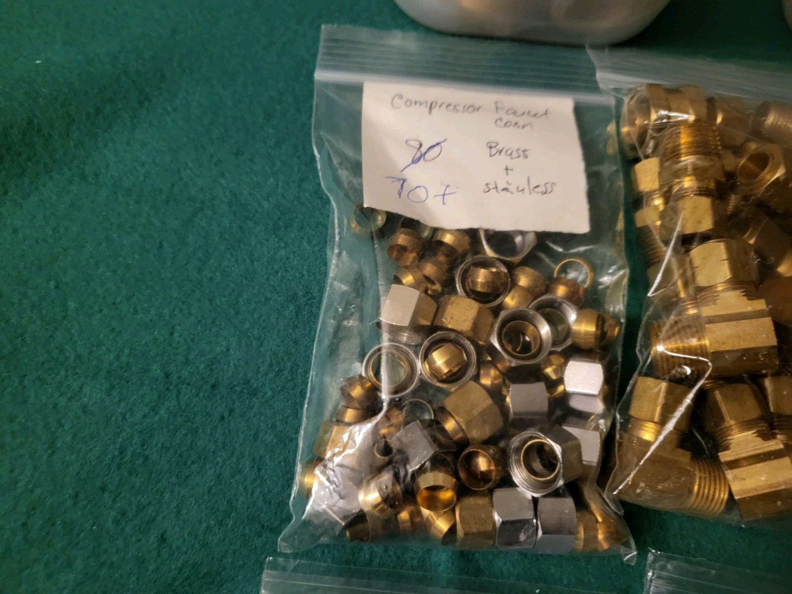 HUGE LOT OF BRASS FITTINGS, CONNECTORS FEW PLASTIC, IRON OVER 340 PIECES 24LBS
