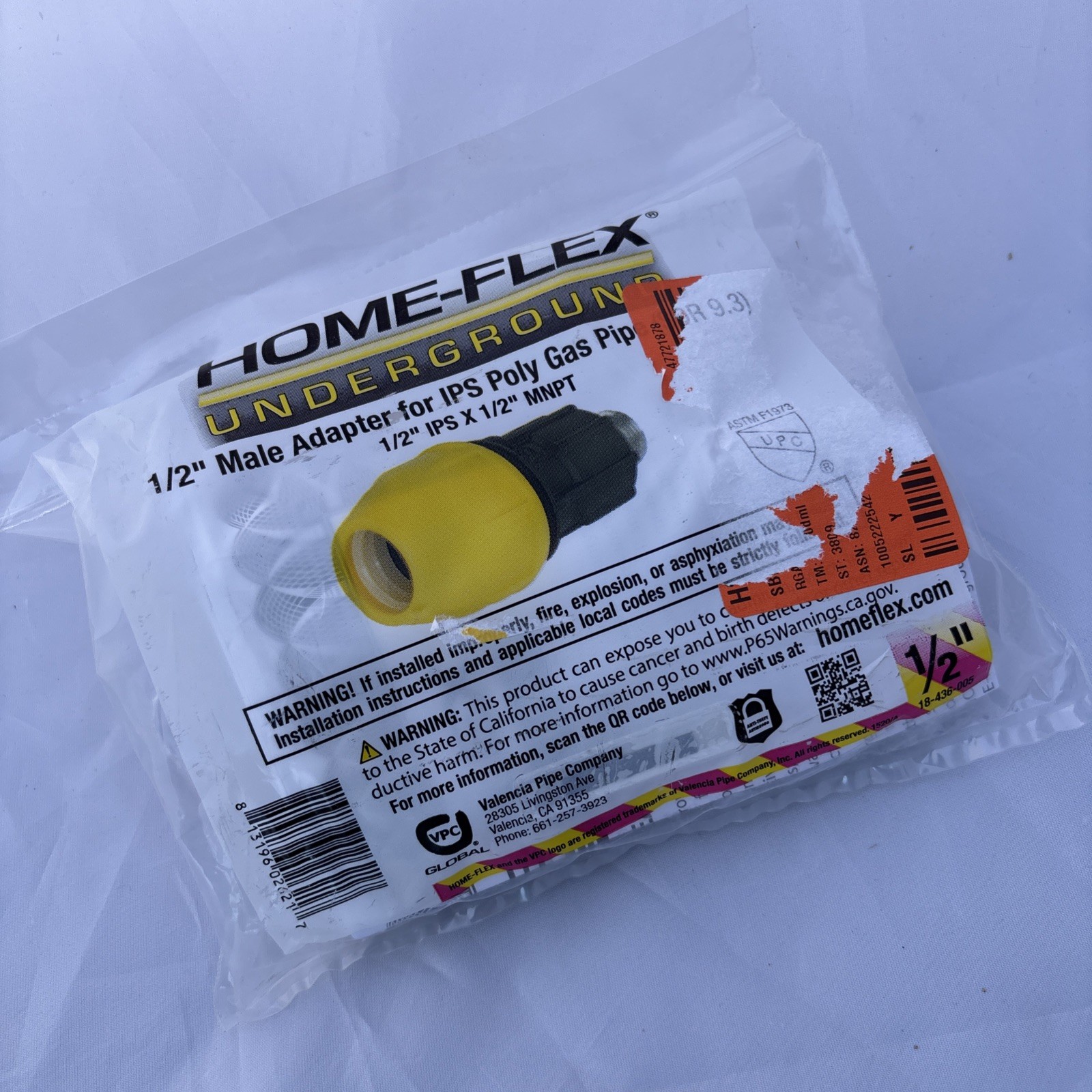 1/2 In. Polyproylene Underground Yellow Poly Gas Pipe Conversion Fitting | (NEW)