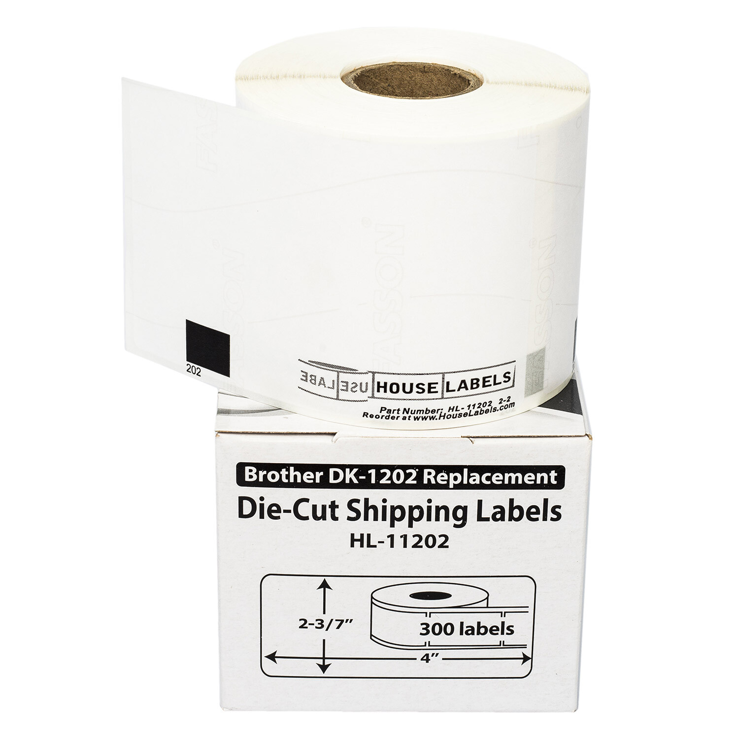 Non-OEM Fits BROTHER DK-1202 Labels (2-3/7″ x 4″) – (1) Roll of 300