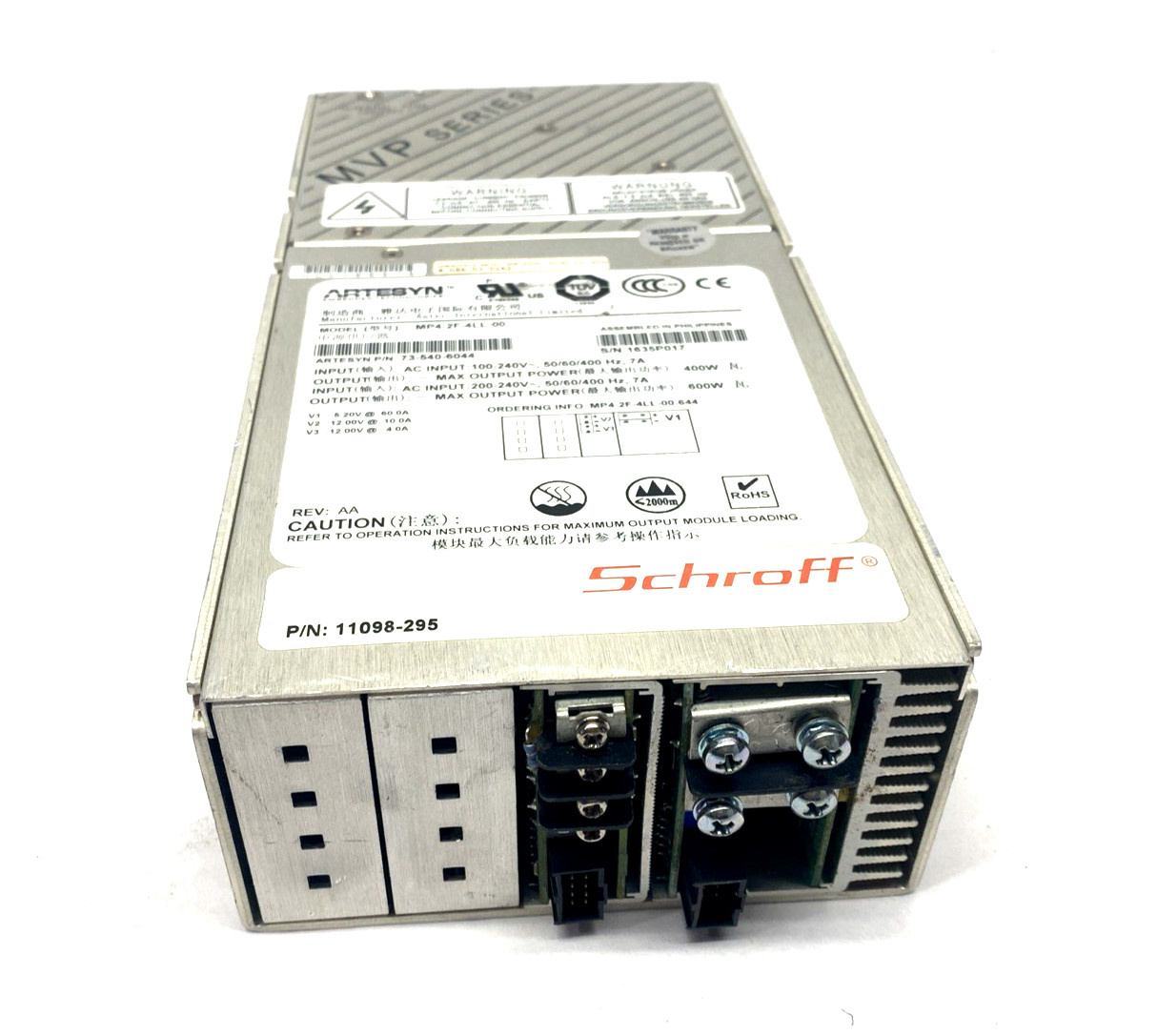 Artesyn MP4-2F-4LL-00 MVP AC/DC Converter 240VAC 5.2V 60A 12V 10A 12V 4A 600W
