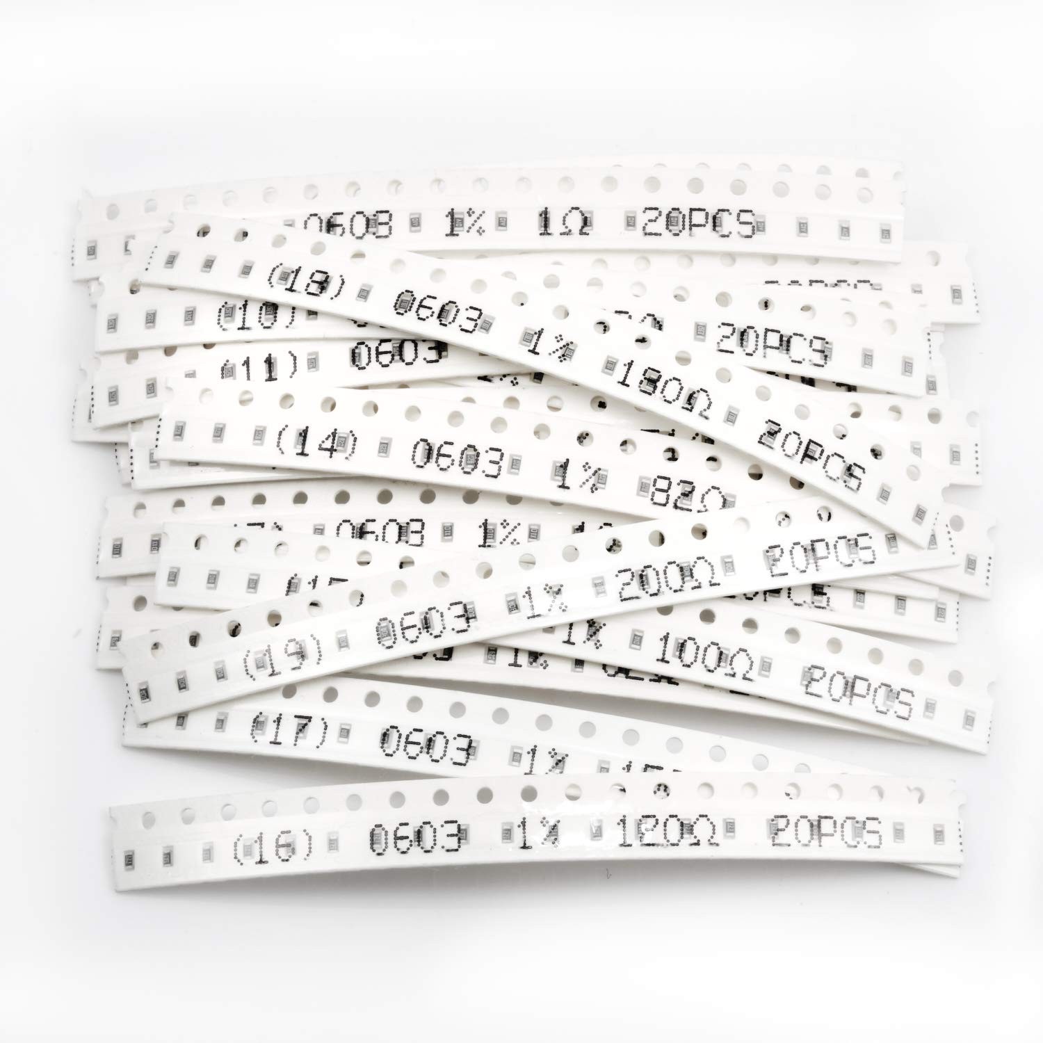 Chanzon 1200pcs 0603 SMD Resistor Kit 0-10M Ω ohm 60 Values 1/10W 0.1W ±1%…