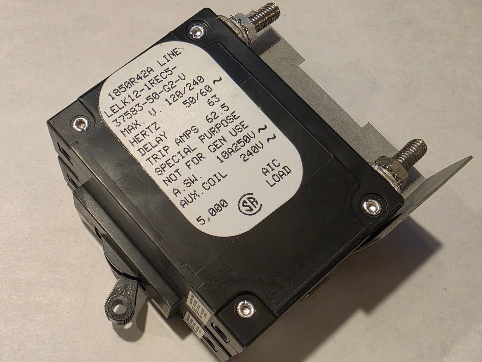 Airpax Circuit Breaker, LELK12-1REC5-37583-50-G2-V, 40A (NOS)