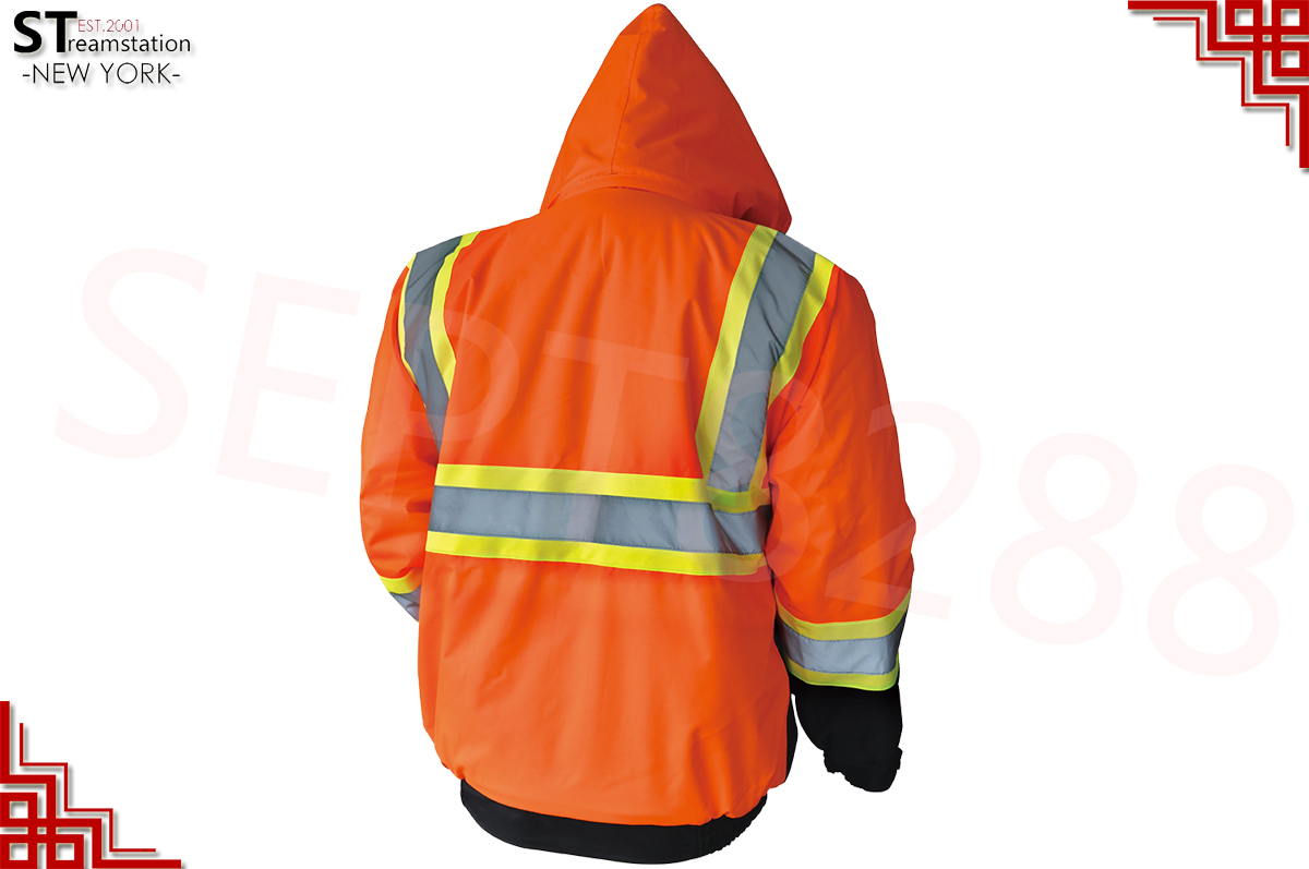 Hi Vis Insulated Safety Bomber Reflective Jacket Coat HIGH VISIBILITY ORANGE
