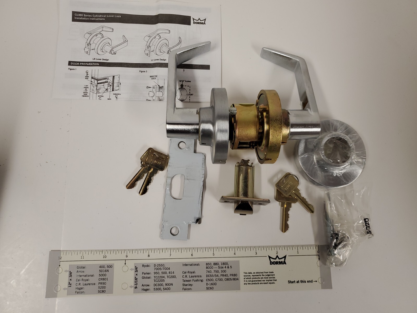 «NEW» Dorma Classroom Intruder Lock, CL877D LRC 626 RH, Heavy Duty Keyed, CL800