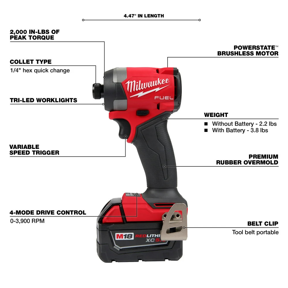 Milwaukee 3697-22Light M18 FUEL 18V 2-Tool Combo Kit w/ M18 Triple Panel Light