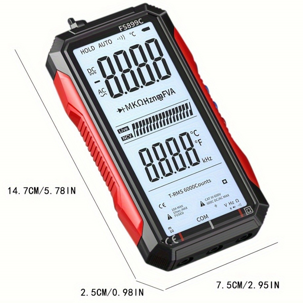USB Rechargeable Digital Multimeter 6000 Counts Large Color Screen & Backlight