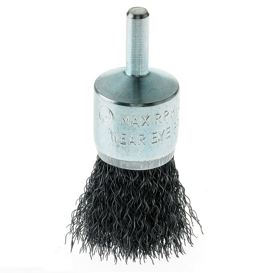 1″ Crimped Wire End Brush Carbon Steel with 1/4″ Shank for Die Grinder or Drill