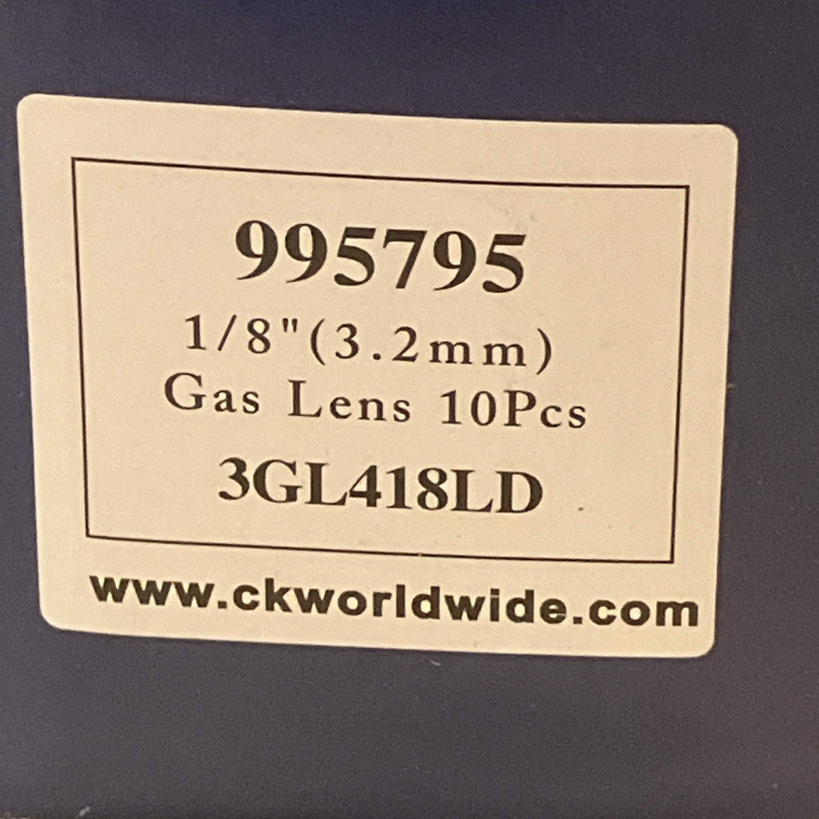 *NEW* CK Worldwide 995795 Gas Lens Body Stubby 1/8” (3.2mm) 5 Pack