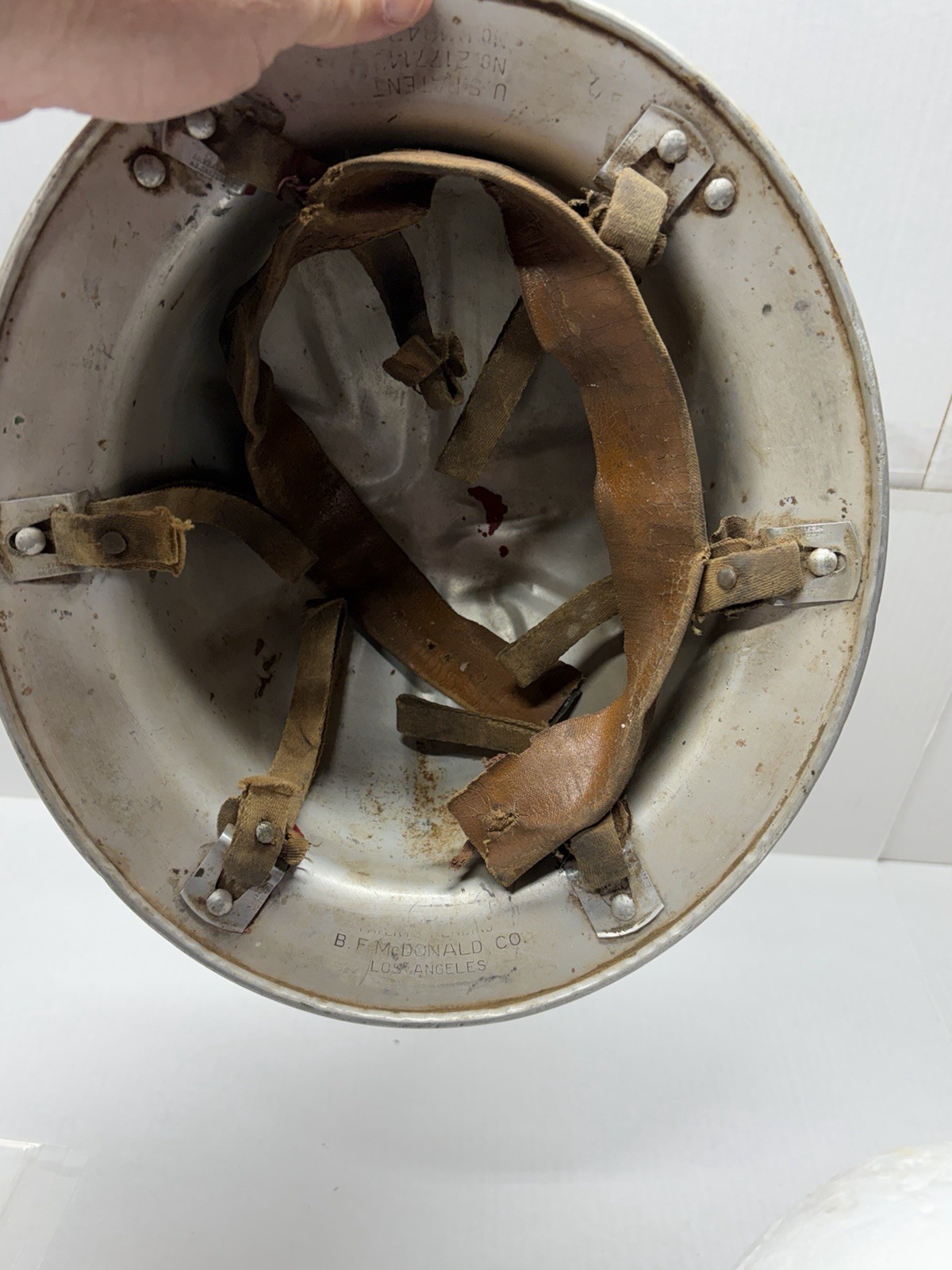 Old New Stock 1950s Vintage B.F. McDonald Aluminum Hard Hat w/Patent #s