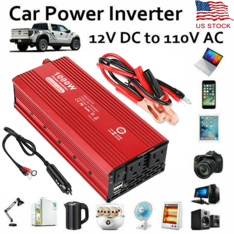 1000W Car Power Inverter Sine Wave Inverter DC 12V to AC 110V Boat Caravan