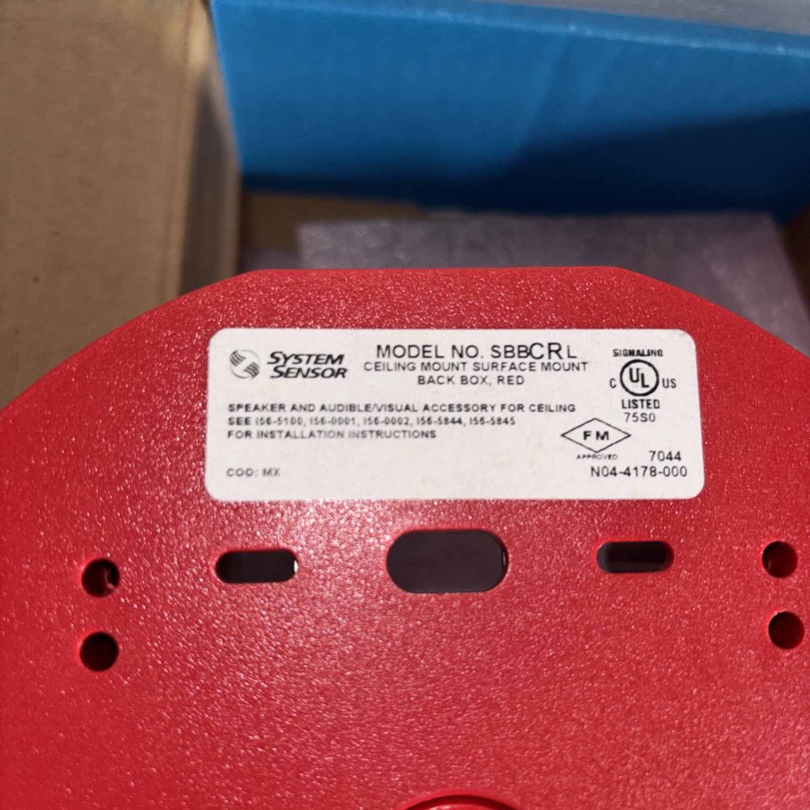 NEW System Sensor SBBCRL Ceiling Speaker Surface Mount Back Box(Red) Fire Alarm