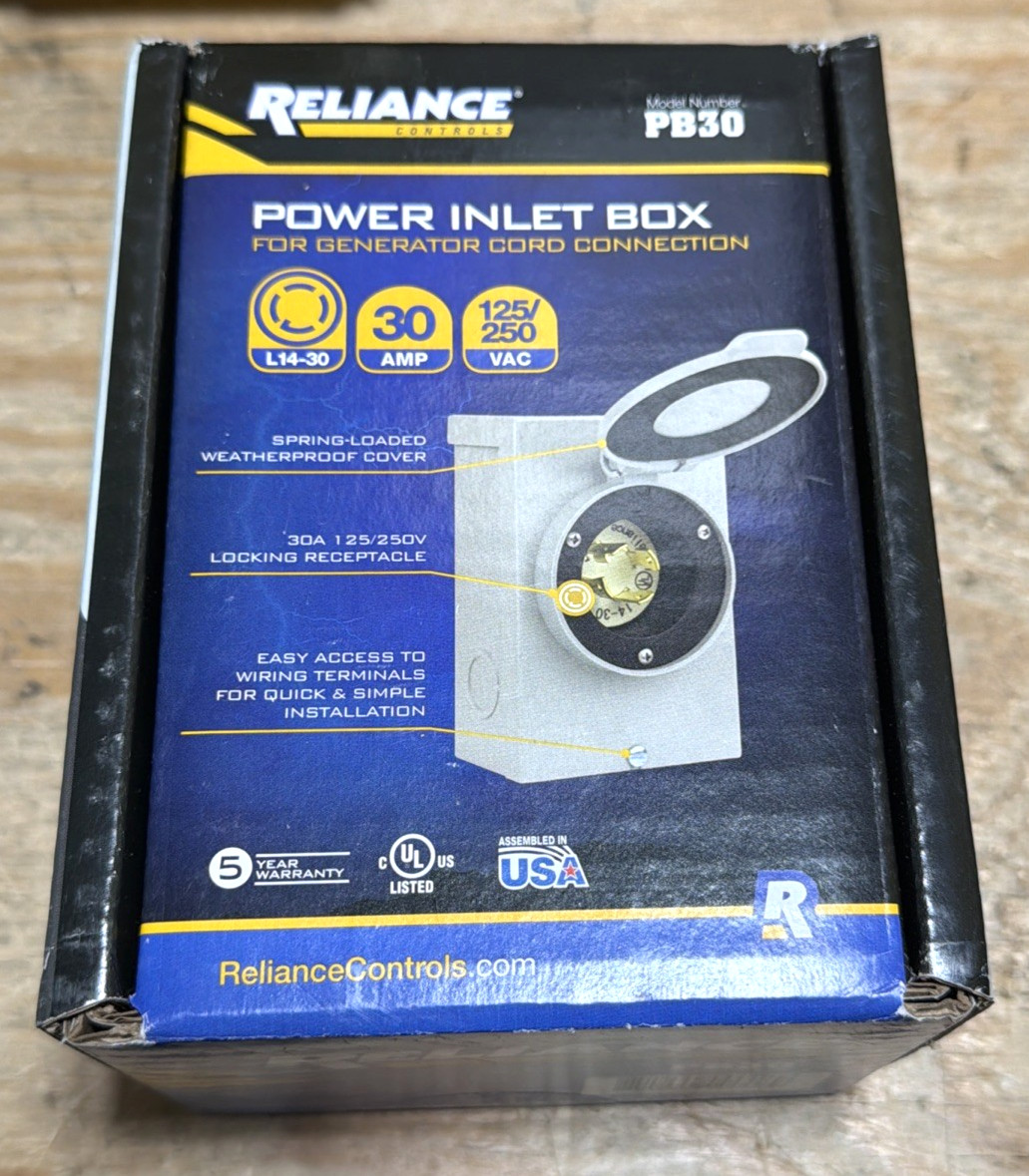 Reliance Controls PB30 30-Amp Power Inlet Box for Portable Generators – Open Box