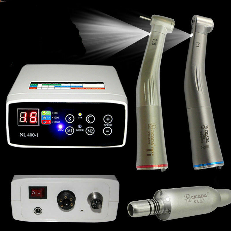 E-TYPE Dental Electric Motor + 1:1 + 1:5 HIgh & Low Speed Handpiece Contra Angle