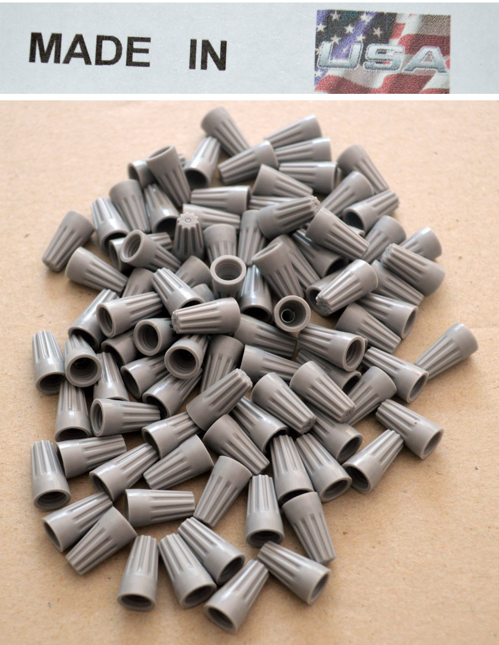 (500) Grey Wire Twist Nut 22-16 AWG Ga Electrical Connector Gray Twist On Spring