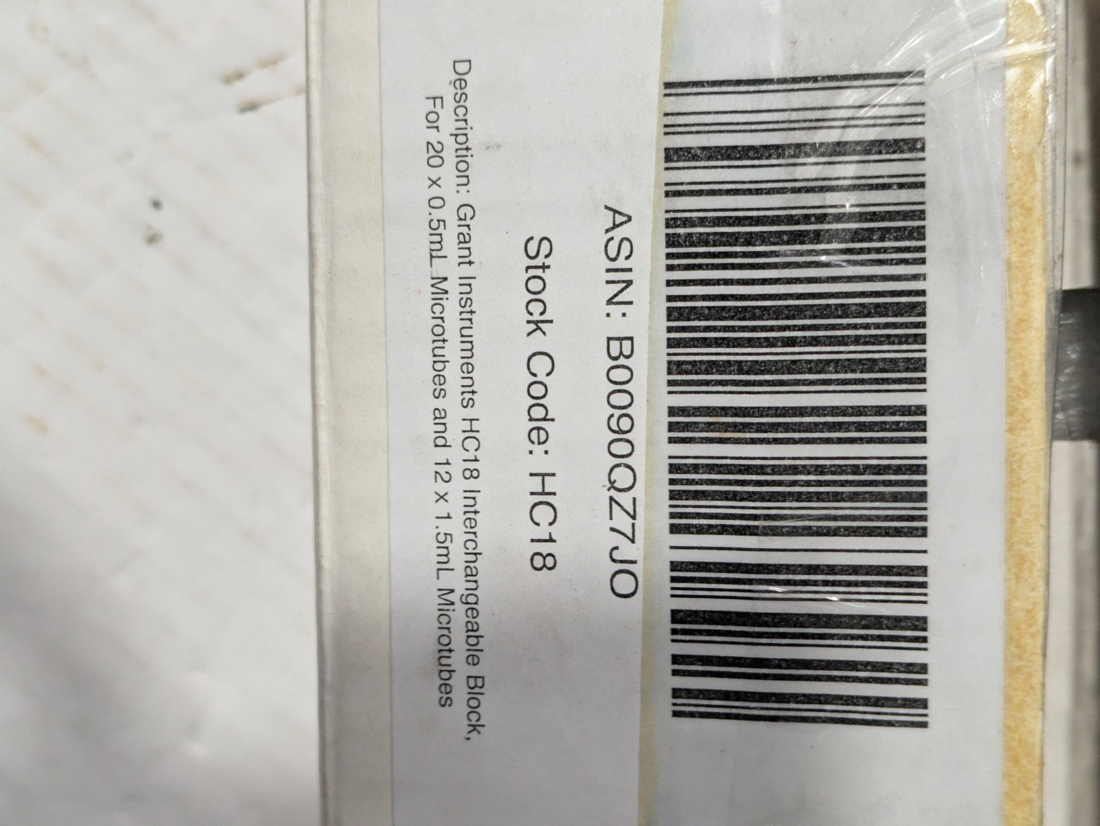 Grant Instruments HC18 Block 20×0.5mL 12×1.5mL PCMT Shaker Sealed S/N 121004