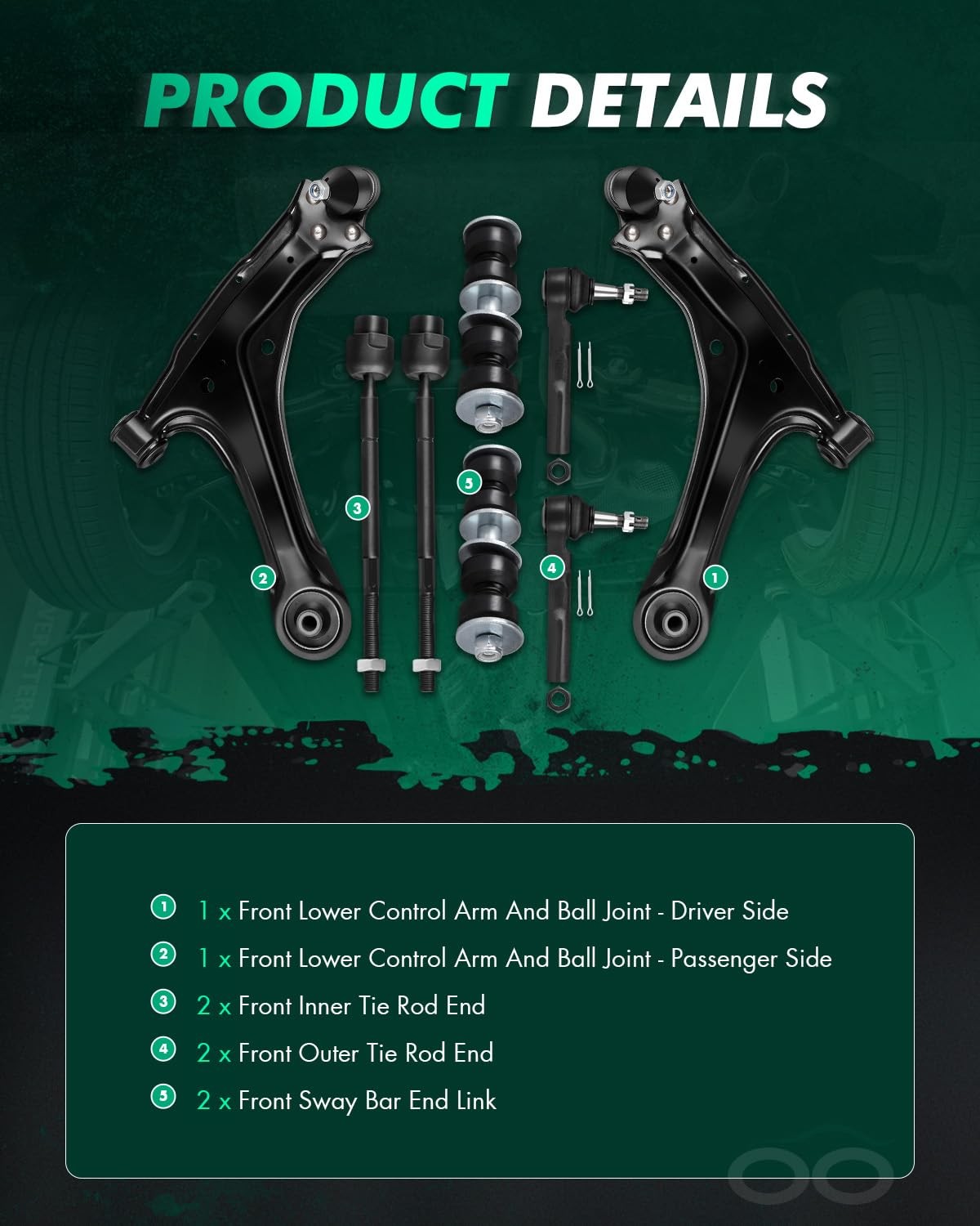Scitoo 8Pcs Front Lower Control Arm Ball Joint Suspension Kit Fit For Chevy For