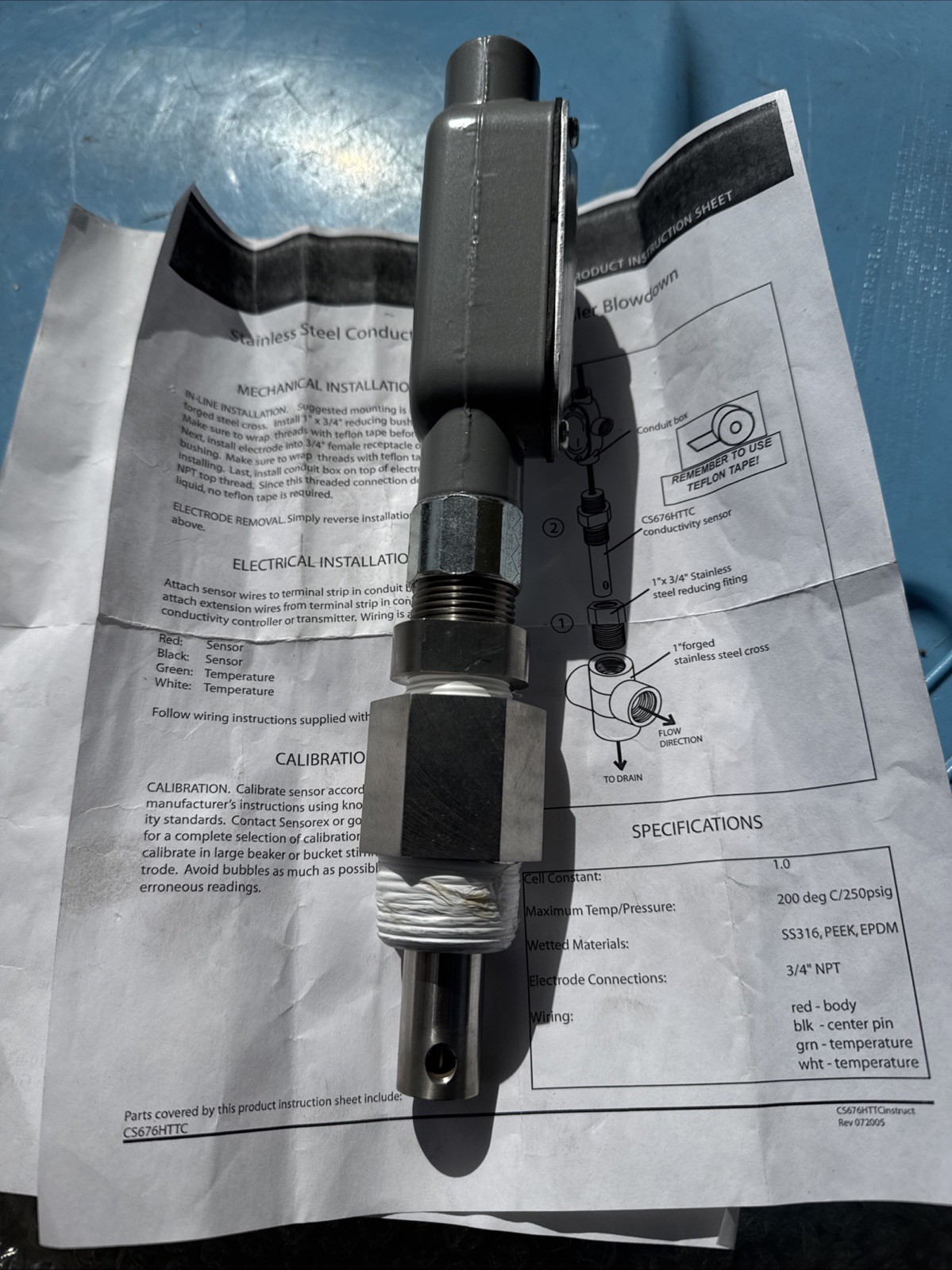 Sensorex Cs676httc -k=0.1/p1k Cs676 Conductivity Sensor
