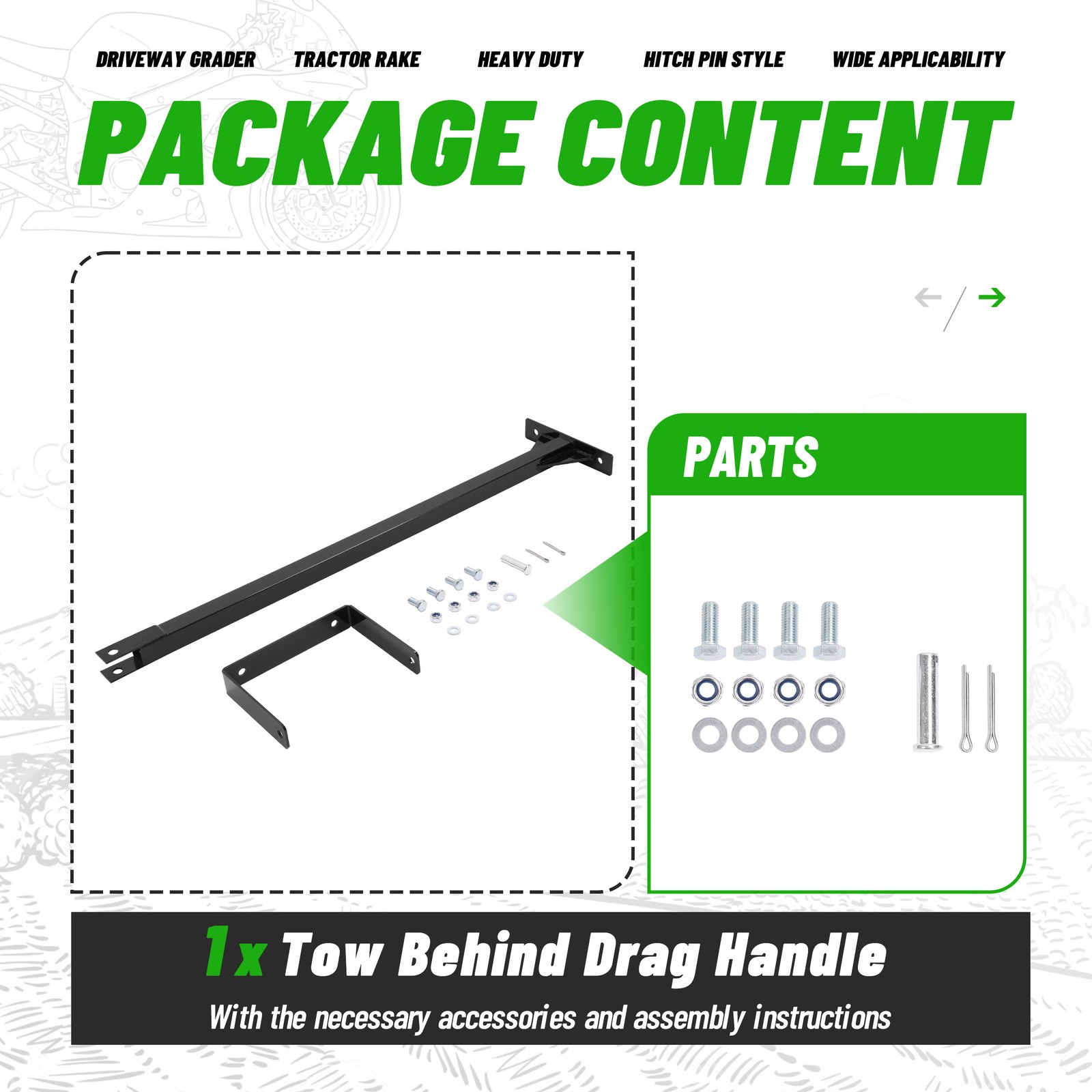 Black Tow Behind Drag Handle Attachment For Drag Harrow Driveway Grader