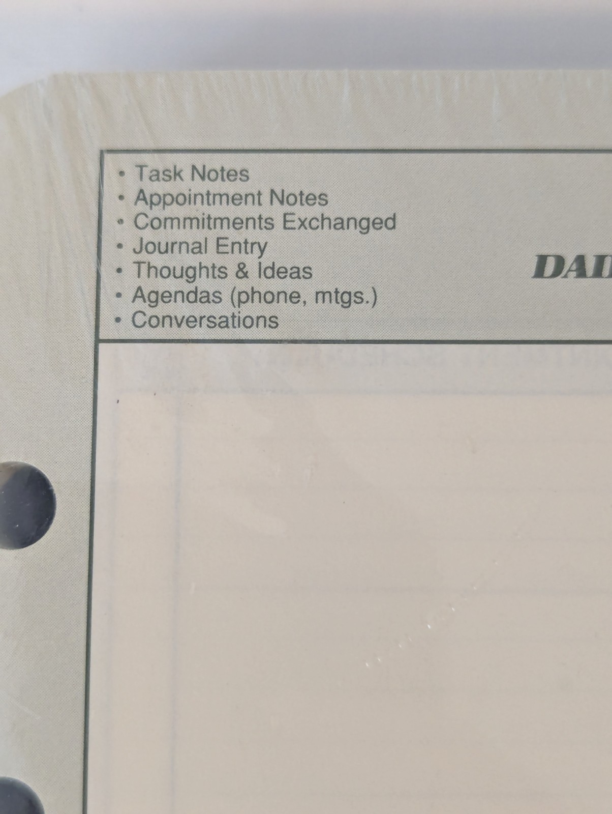 Vintage 90’s Franklin Quest Ascend Daily Pages 8.5″ x 5.5″ ~ 7 Holes NEW NIP