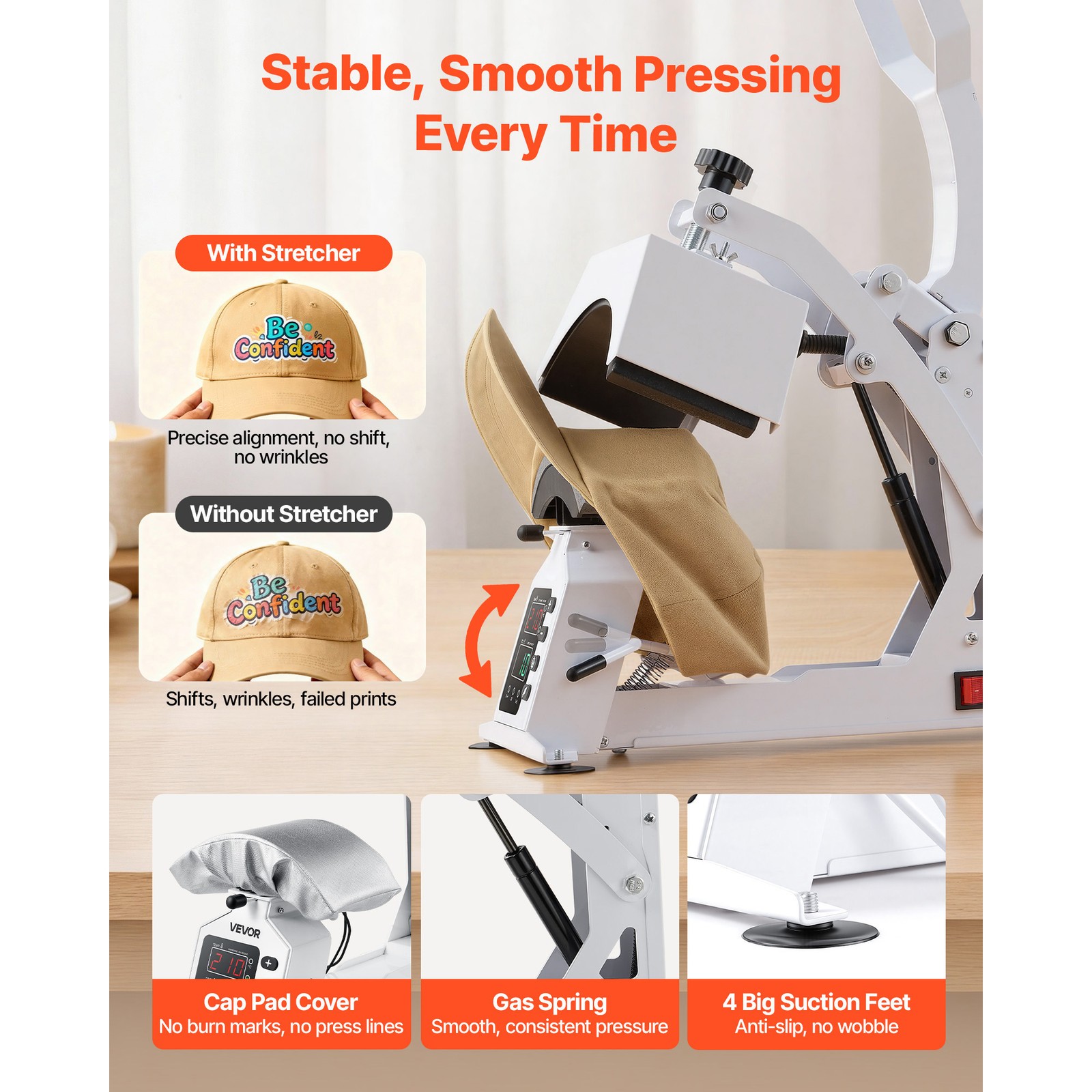 Uimoso Hat Heat Press Machine with 8.5 x 4 in Heating Plate for Caps