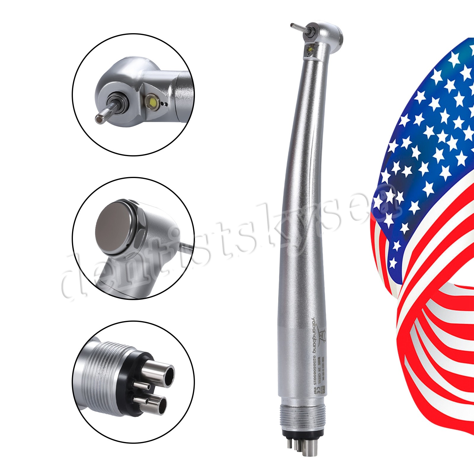 Mini Small Head Dental Fiber Optic LED E-generator Handpiece /High Speed 4Holes