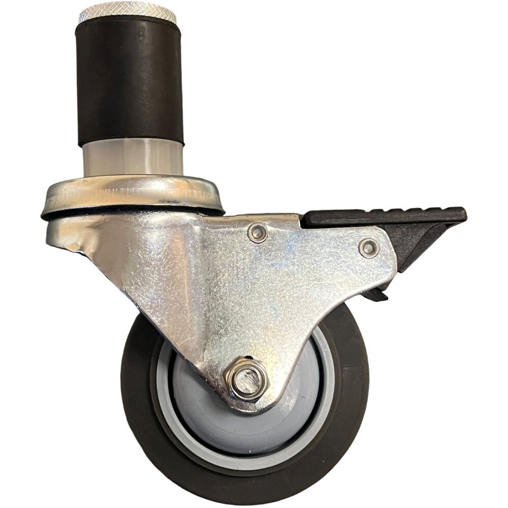 3.5″ Non-Marking Rubber Total Lock Caster Threaded Stem 1.5″ Expandable