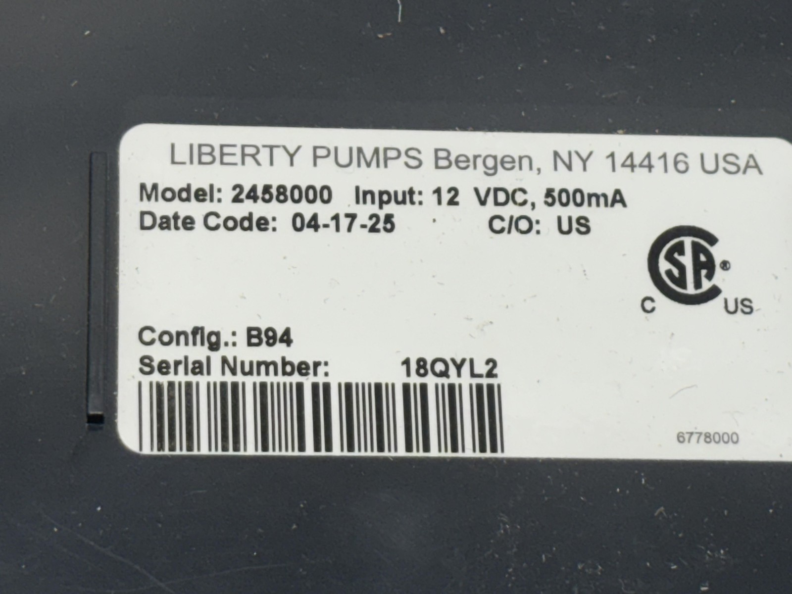 Liberty Pumps ALM-Series Pump Alarm Model 2458000 12VDC Alarm System USA NEW