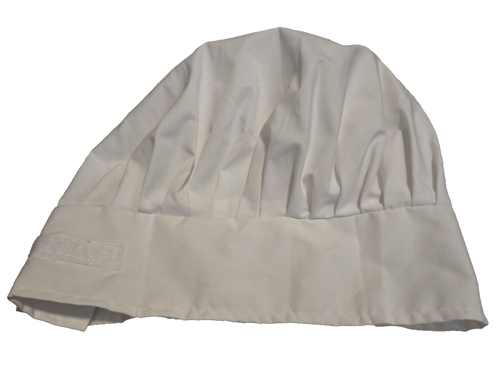 White Chef’s Hat Poly/Cotton Blend w/ Hook & Loop Fastener–Black Fiber on H & L