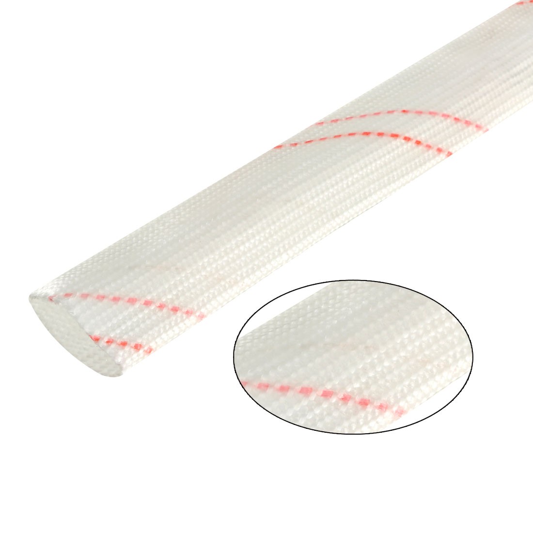 Fiberglass Sleeve 14 mm I.D. PVC Insulation Tubing 2.89ft White and Red