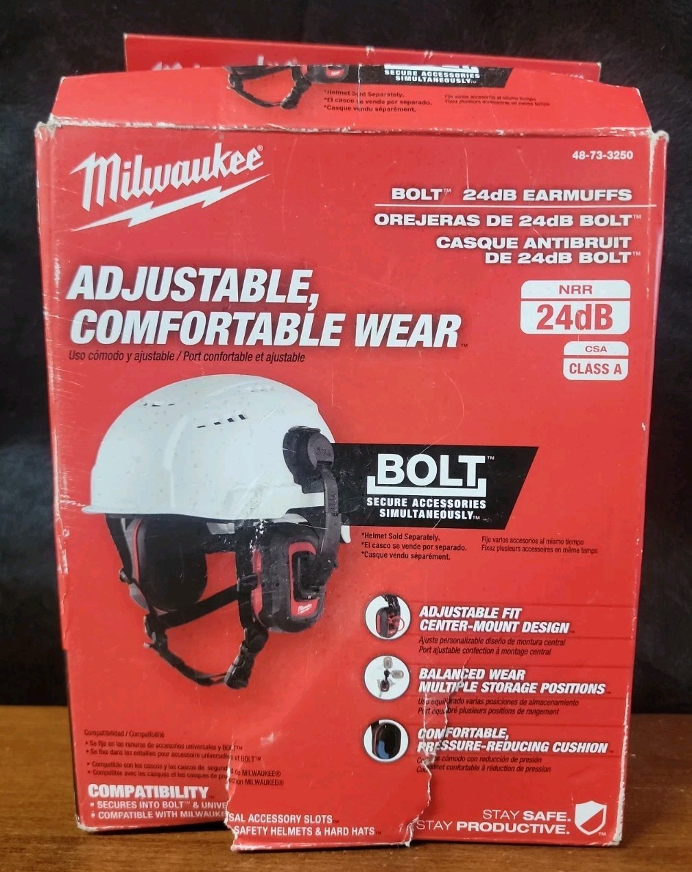 Milwaukee 48-73-3250 BOLT 24dB Earmuffs, Use with Safety Helmets and Hard Hats.