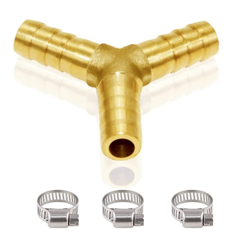 3/8″ Hose Barb Y Shaped 3 Way Union Fitting Intersection/Split Brass Water/Fuel