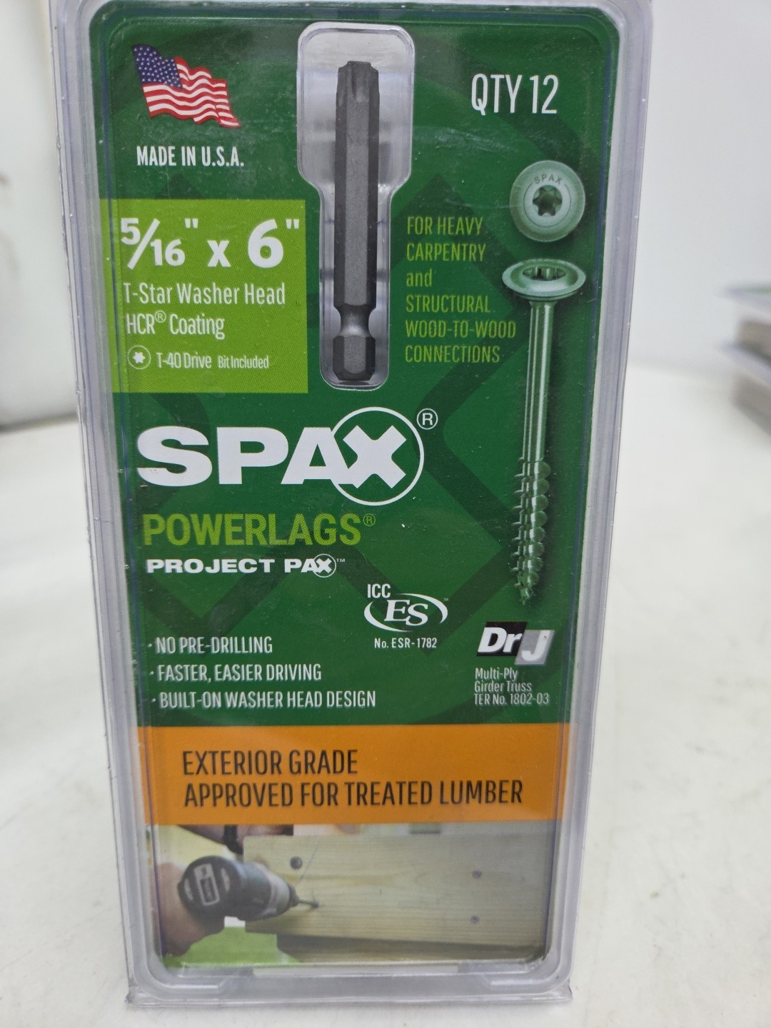 5/16″x6″ Exterior Washer Head Structural Wood Lag Screws Powerlags Torx T-Star