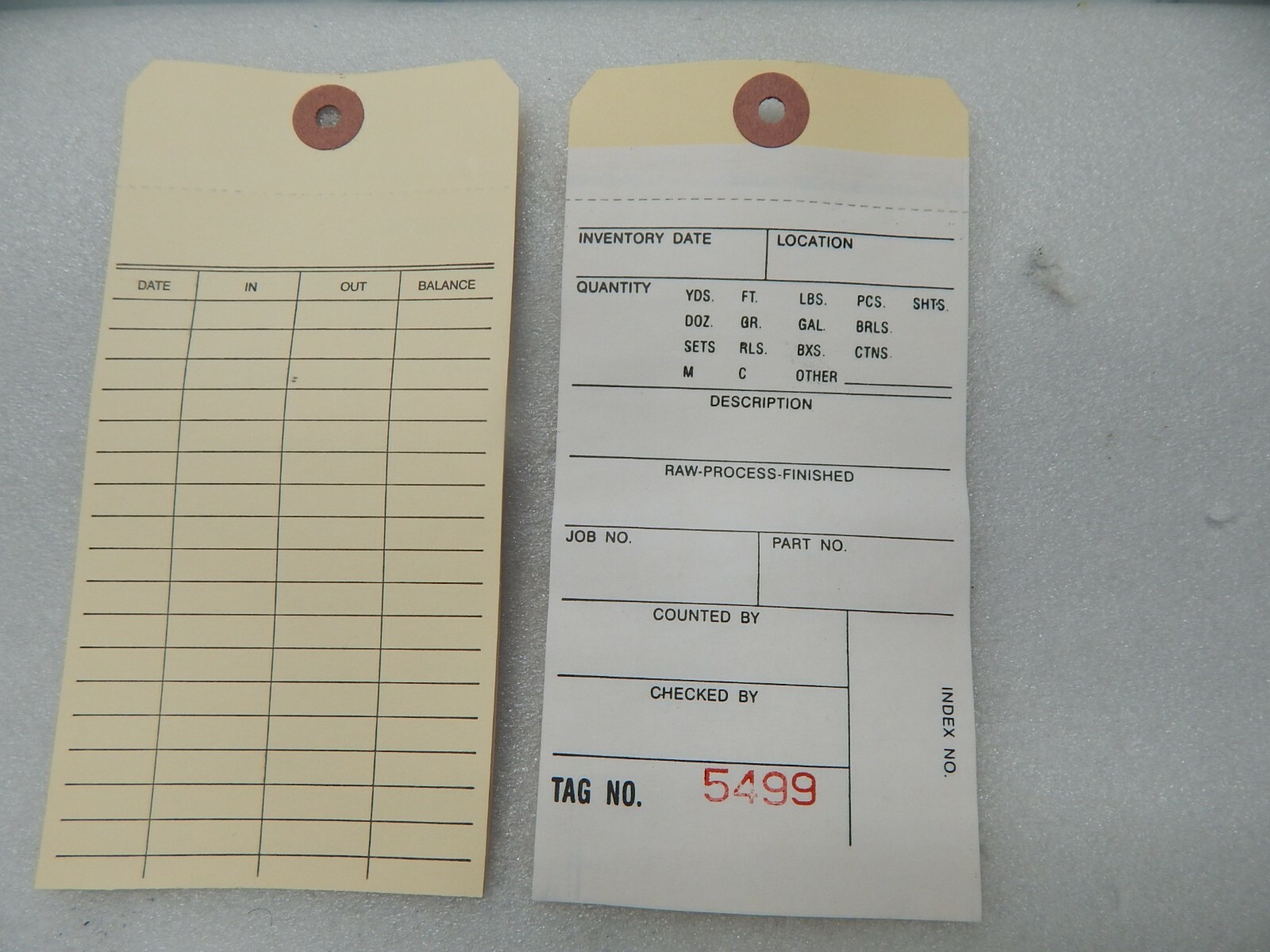 Inventory Tags 2 Part Carbonless # 8 500 2-part tag 6 1/4″ x 3 1/8″ IN1190MN-10
