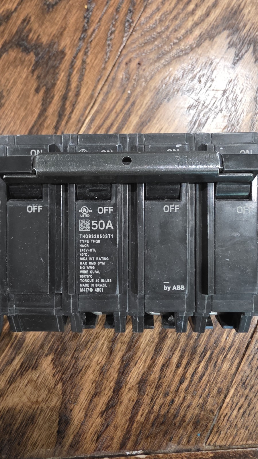 GE/ABB THQB32050STI 3 Pole 50 Amp Breaker Shunt Trip