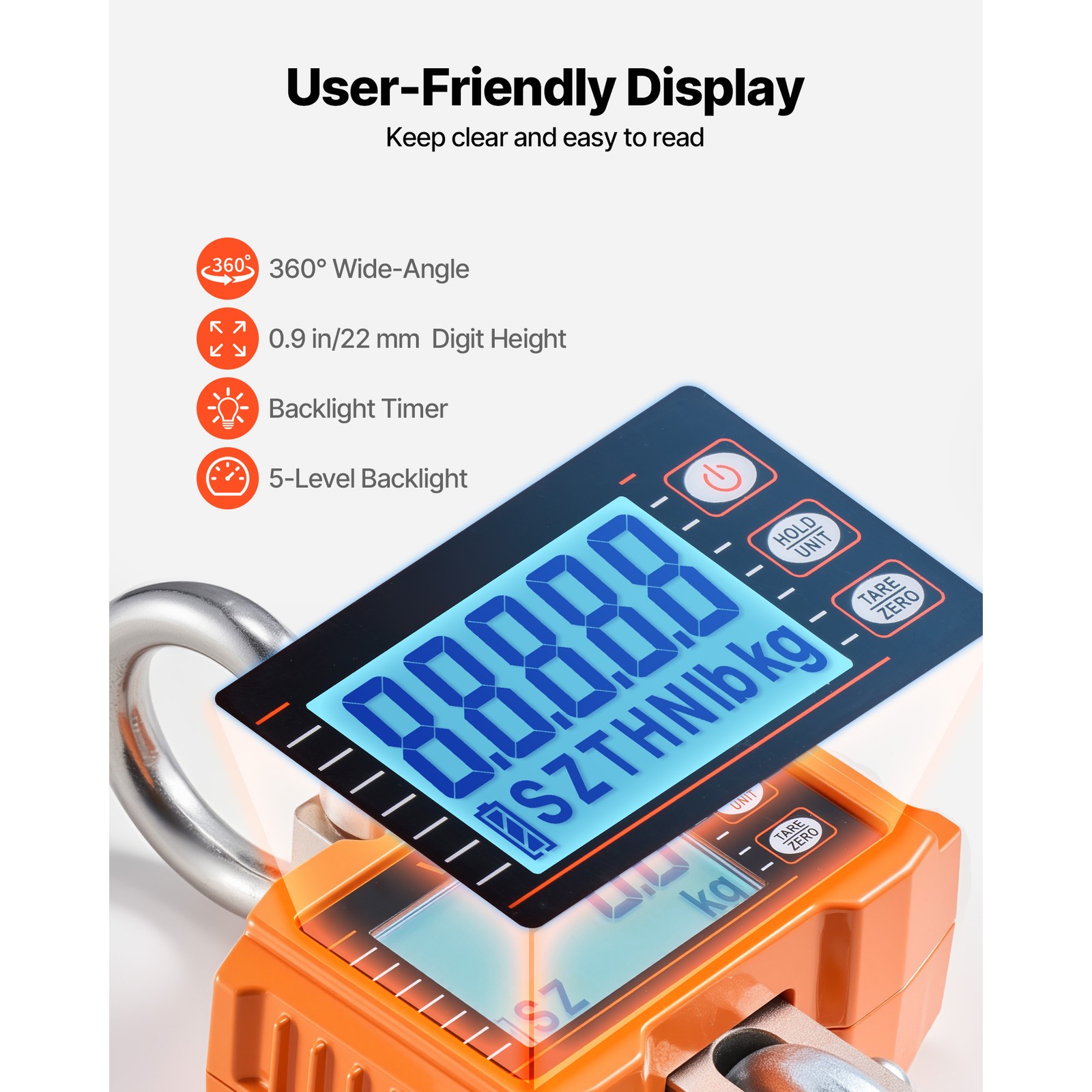 Uimoso Digital Crane Scale 4400 lbs/2000 kg Industrial Heavy-Duty Hanging Scale