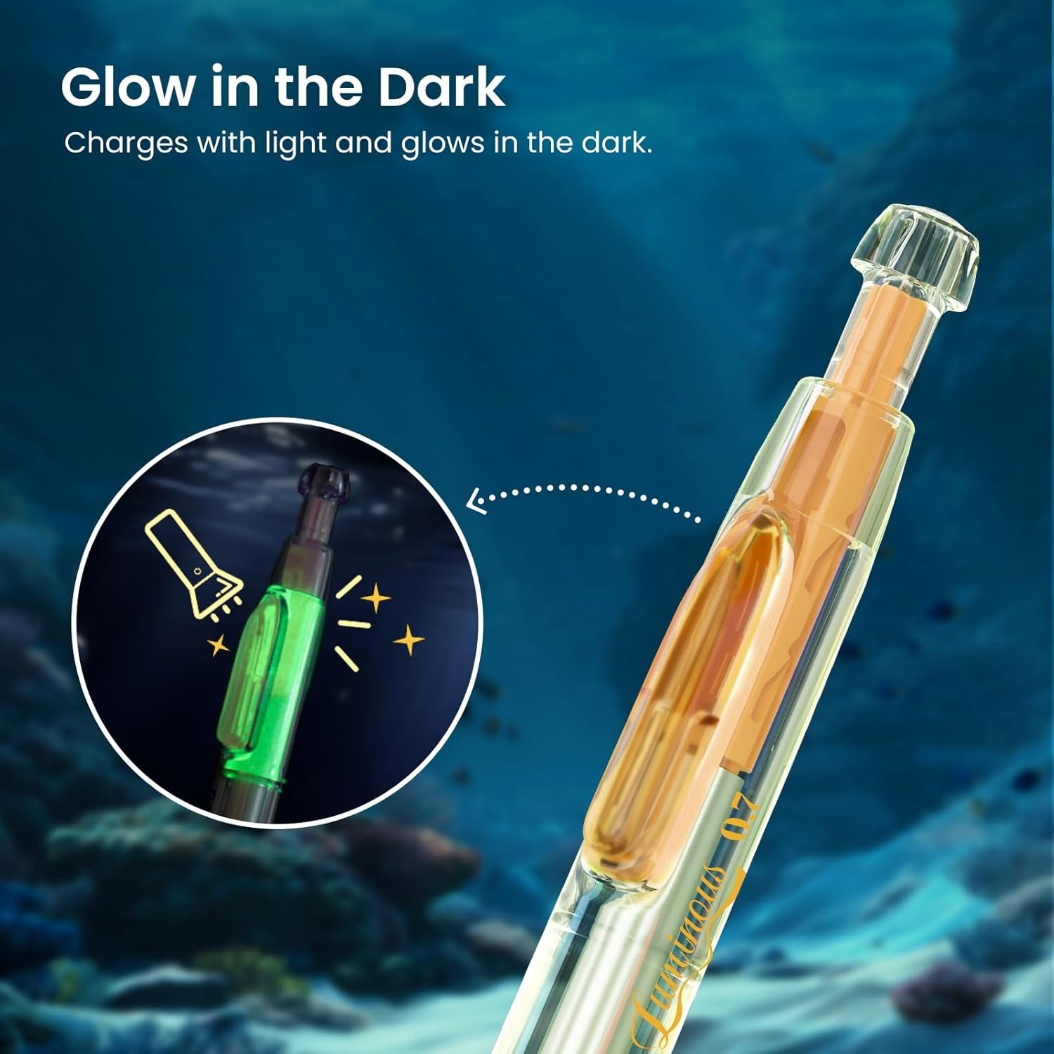 Gel Pens Medium Point: Luminous pen set 0.7mm Black Ink Includes 2 Pens and 2