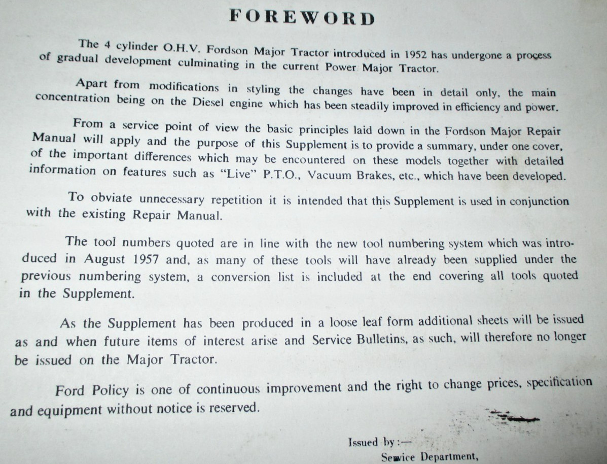 Ford Fordson Major & Power Major Tractor Service Shop Repair Manual ORIGINAL!