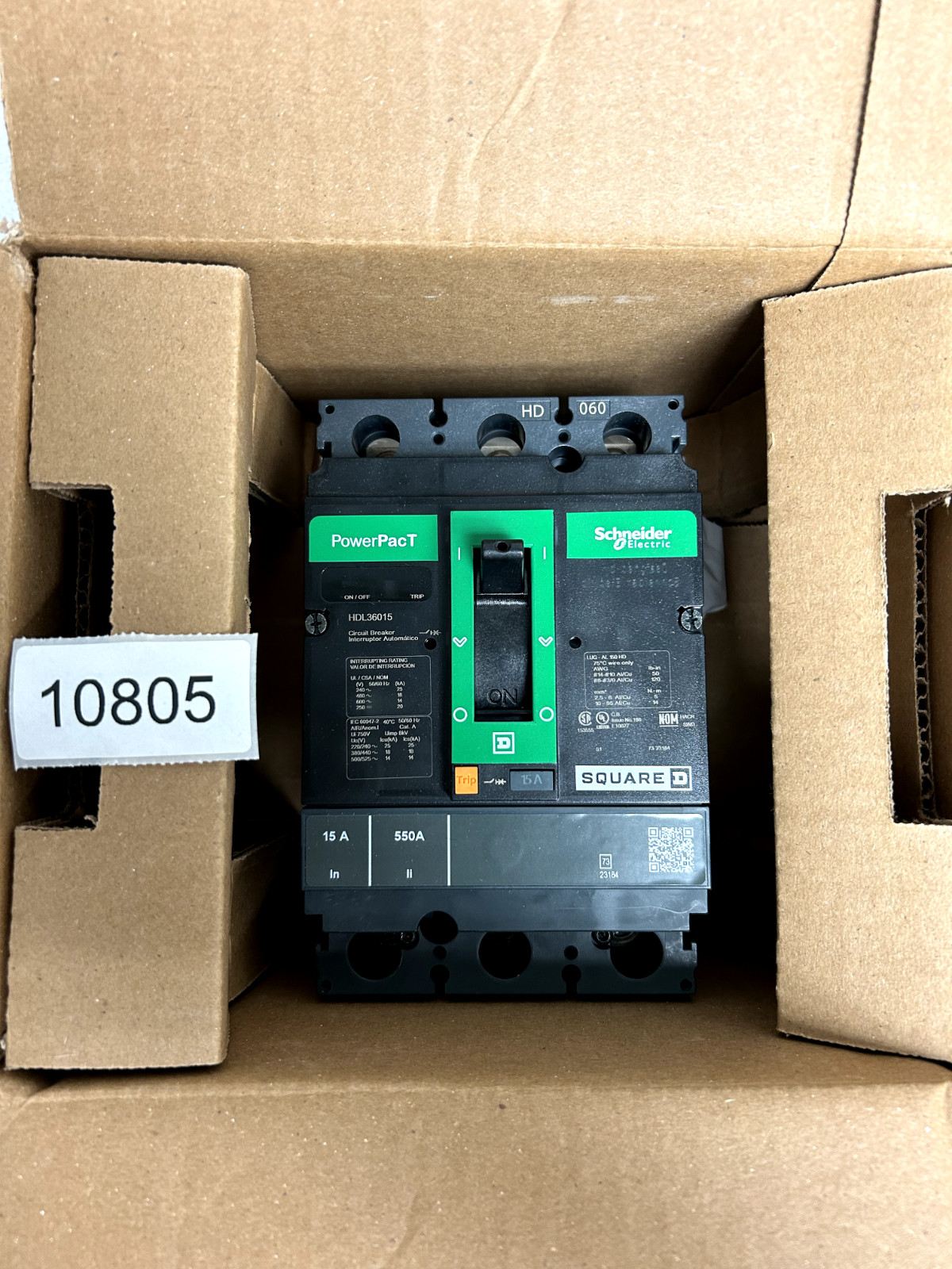New Square D HDL36015 Circuit Breaker, 240V, 60Hz