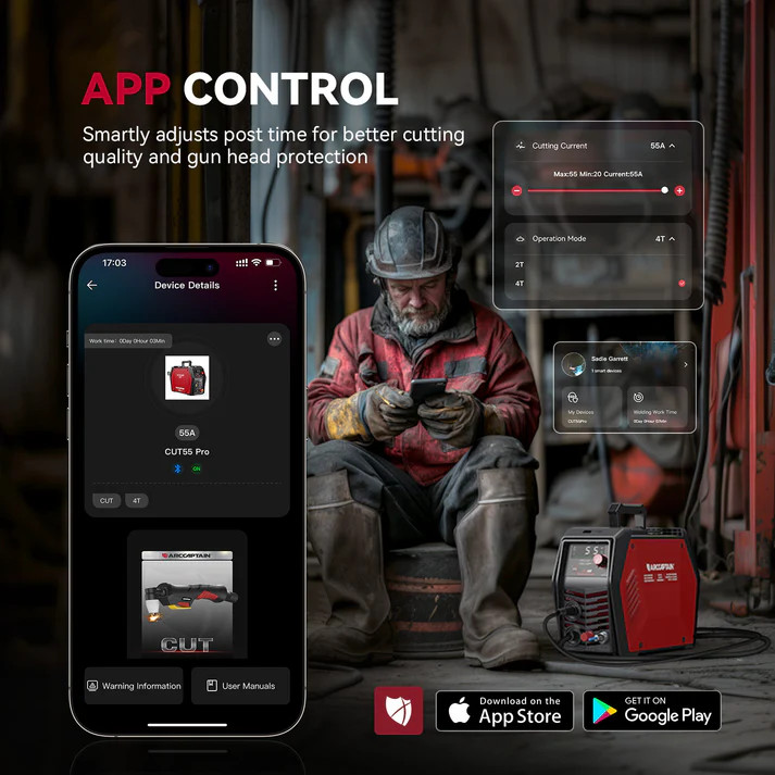 ARCCAPTAIN CUT55 PRO 55A Plasma Cutter Pilot Arc APP Control 110V/220V HF