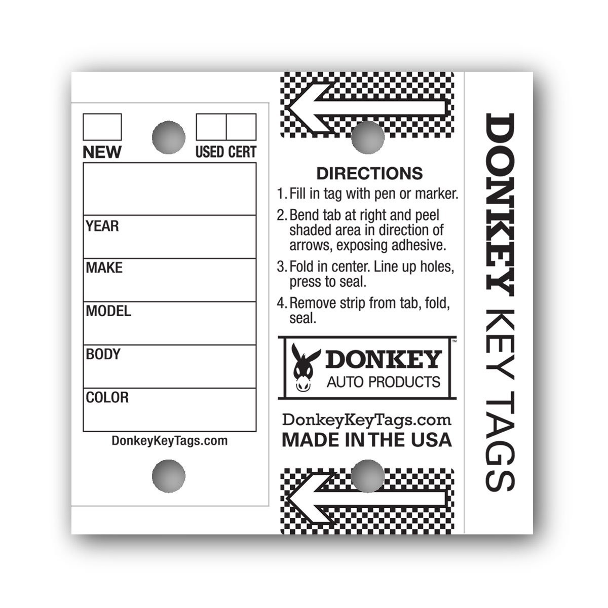 Donkey Key Tags, Laminated Self-Protecting (250 Tags Per Box with Metal Rings…