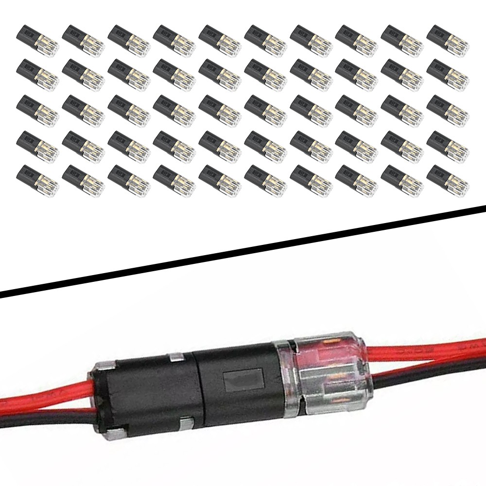 50PCS Double-Wire Plug-in Connector, Cable Clamp with Locking Buckle, AWG 18-22